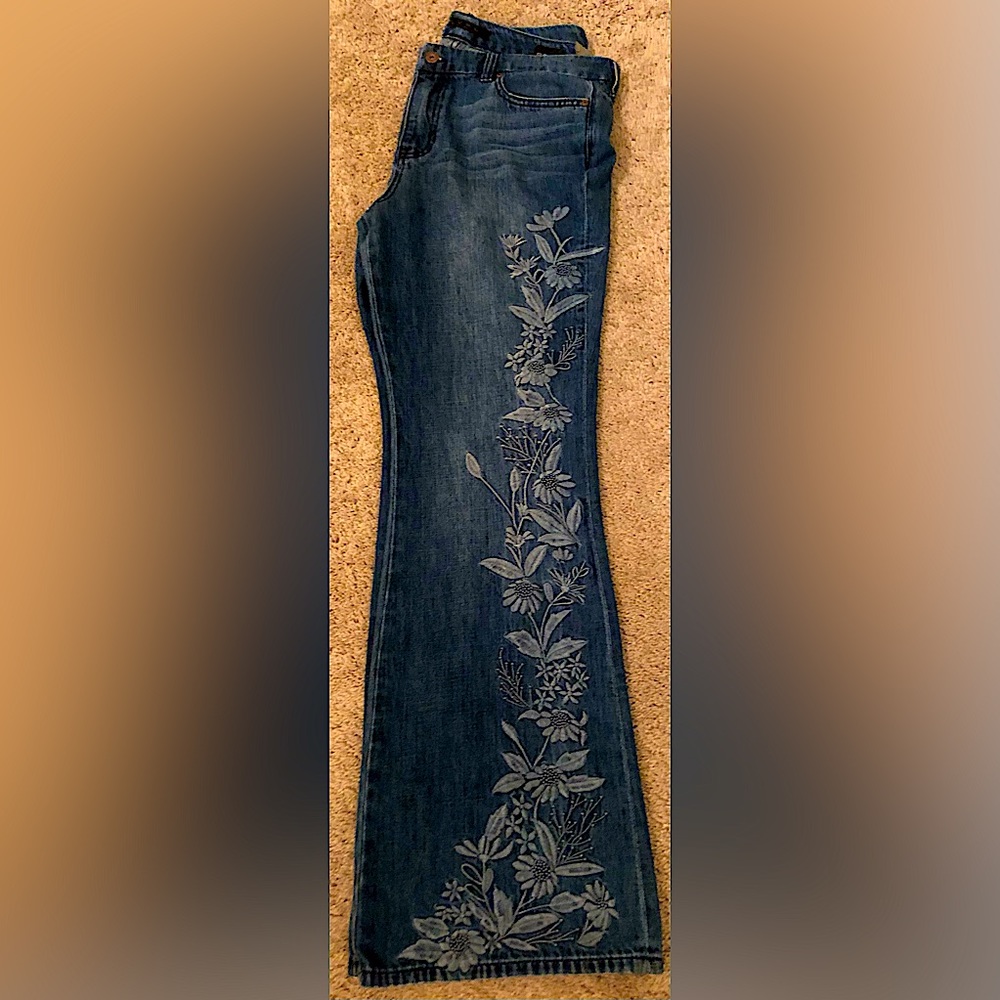 LIVERPOOL BRAND • one of a kind embroidered jeans. NWOT.